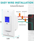 7 Day Programmable Astronomical In Wall Timer Switch For Lights, Fans And Motors, Easy Wire Installation, White Finish