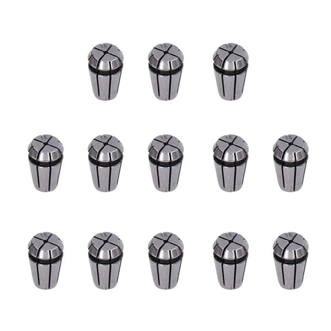 Big Time 13 Piece ER11 Spring Collet Set 1mm To 7mm For Milling Lathe Chuck Kit showing all 13 collets arranged in rows