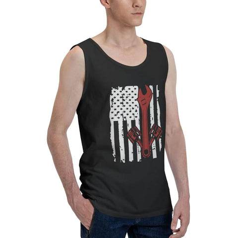 Hella Comfy Mens Tank Top With Dope American Flag Print And Super Breathable Sleeveless Tee For Kickass Gym Sessions in black