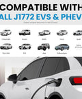 Portable Level 1 And Level 2 EV Charger With J1772 16A, Dual Voltage 120V 240V cable plugged into a white electric vehicle