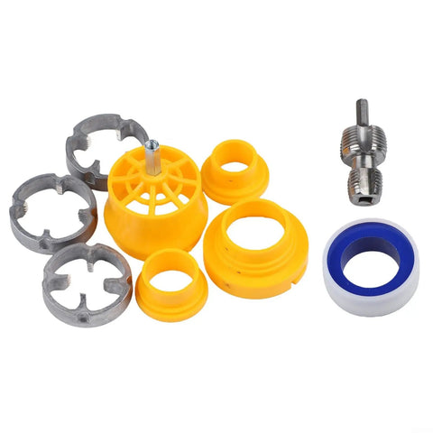 Belnotelt Pvc Pipe Threader Kit For 4 And 6 Point Ppr Water Pipes With Electric Drill Attachment. Includes yellow and metal accessories.