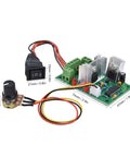 Beefy 12V DC Worm Gear Motor With 8mm Output Shaft high torque motor controller board and wires, top view