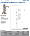Solid Matte Antique Copper Bridge Faucet With Twelve Inch Articulated Spout And Darn Sharp Cross Handles Four Piece Suite soap/lotion dispenser diagram with dimensions.