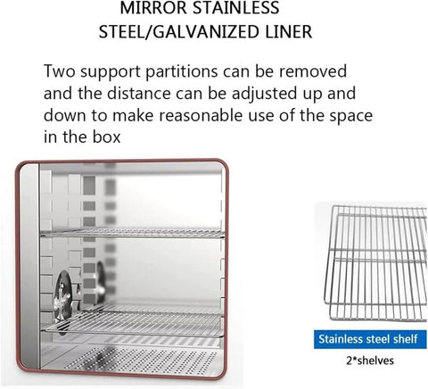 Interior view of Smart Digital Lab Blast Drying Oven With Adjustable Fan Speed showing stainless steel shelves and adjustable partitions.