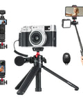 Two In One Mini Tripod Selfie Stick For iPhone And Camera Mount With 360 Degree Ball Head And Cold Shoe Lightweight Portable Tripod