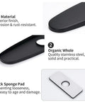 Slick Black Stainless Steel Faucet Cover Plate Three Hole Sink Escutcheon showing material details and features.
