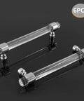 Six Pack Clear Acrylic T Bar Cabinet Pulls For Dresser And Kitchen Cabinets With 5 Inch Hole Centers And 5.94 Inch Overall Length showcase