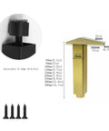 Dimensions of brushed gold adjustable furniture legs with screws, showing 300mm aluminum alloy replacement feet details.