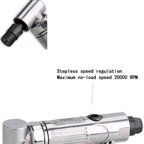 Solid Right Angle Air Die Grinder Running A Kickin 20000 Rpm Free Speed smooth with dual collet sizes and speed regulations.