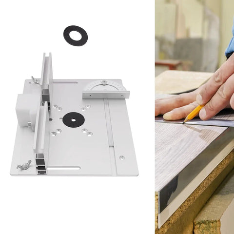 Top Shelf Aluminum Alloy Router Table Insert Plate Slick Surface Precision Fit Milling Base compatible with power trimmers, size 9.45x7.87 inch.