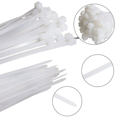 4 Inch White Nylon Zip Ties 100 Pack Self Locking Cable Ties For Indoor And Outdoor Use Heavy Duty Small Tie Straps