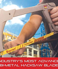 Worker using Bi Metal Safe Flex Hand Hacksaw Blade 12 Inch Long 1/2 Inch Wide 0.024 Inch Thick 24 TPI on construction site