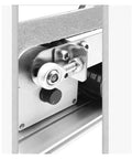 Close-up view of the motor and track of Top Rated Mini Belt Sander Desktop Electric Power Tool For DIY Woodworking Projects.