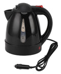 12V Car Water Heater Portable Electric Kettle With Auto Shut Off Safety Overheat Protection for coffee or tea, 1L volume, black plastic.
