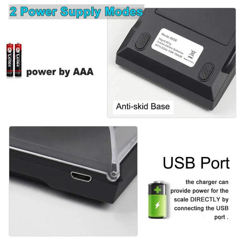 Pro Grade Micro Precision Milligram Scale With USB Power 100G X 0.001G Portable Lab Scale USB port and anti-skid base details