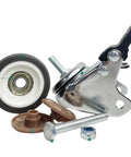 Smooth Rollin 1 Inch Stem Casters Set Of 4 Premium Mini Universal Wheels With M6x15mm Thread components including steel wheel and bolts.
