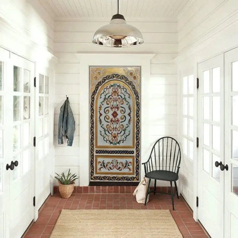Hand-Carved Arched Barn Door With Rustic Farmhouse Style Custom Made Wooden Interior Door Sliding Barn Door For Home Or Office No Glass Or Hardware Included Size 71x34 Inches Ideal For Room Dividers And Entryways