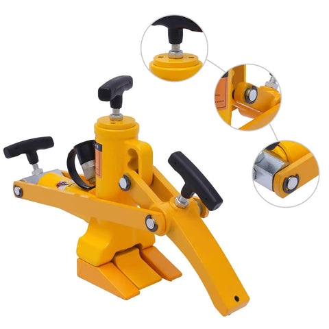 Workhorse Heavy Duty Tire Bead Breaker Kit With 70 MPa Hydraulic Foot Pump And 10000 PSI Capacity 10 Ton Bead Breaker Tool With Air Hose For Farm Equipment Tractors Buses Lawn Mowers And ATVs, yellow steel