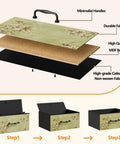 Exploded view of drawer layers from Tall 6-Drawer Dresser With Vintage Style Fabric Bins showing materials and assembly steps.