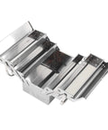 Built Tough Heavy Duty Stainless Steel Tool Chest With Three Layers And Five Deep Trays Portable Metal Toolbox featuring cantilever open with trays.
