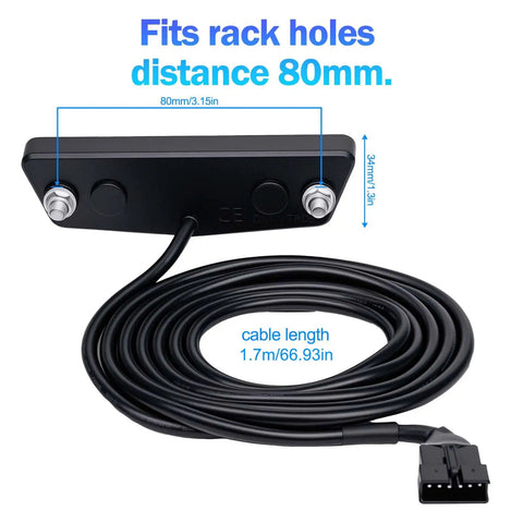 Cable and mount for Ride-Ready Electric Bicycle Light Kit With Turn Signals, 80mm rack, 1.7m long cable, black color.