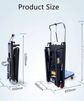 This Electric Stair Climbing Hand Truck Cart Is A Total Beast For Moving Heavy Gear. It Features Flexi Wheels And Shock Absorption So You Can Glide Up Steps Like A Boss Without Breaking Your Back Or Sweating Hard. Product size dimensions 1200mm x 350mm x 560mm.