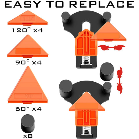 60 90 120 Degree Multi Corner Clamps Set Four For Woodworking, Adjustable Spring Loaded Right Angle Clamps for Carpentry