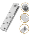 360 Degree Beefy Heavy Duty Concealed Door Hinges Stainless Steel Pivot System, shown in close-up and side views, ideal for secret doors.