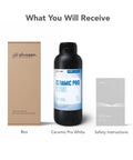 Ceramic Pro Resin For 3D Printing, Ceramic-Like Matte Finish, Ultra Low Viscosity, Heavy-Duty Heat Resistant Formula For Small-Batch Injection Molding And Industrial-Grade Mechanical Prototypes, White 1 Liter bottle with box and safety instructions