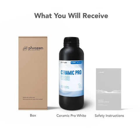 Ceramic Pro Resin For 3D Printing, Ceramic-Like Matte Finish, Ultra Low Viscosity, Heavy-Duty Heat Resistant Formula For Small-Batch Injection Molding And Industrial-Grade Mechanical Prototypes, White 1 Liter bottle with box and safety instructions