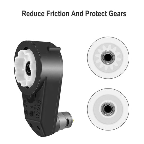 Close-up of 12V 550 40000RPM High Speed Motor Gearbox Upgrade Kit for Ride On Toys with protective gears