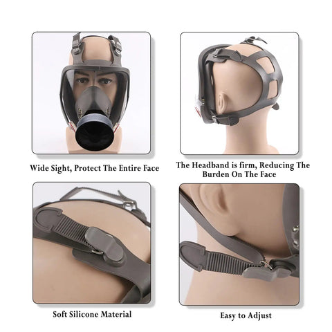 Full Face Respirator With 40 mm Filter Canister Compatibility and Activated Carbon Air Filter for industrial work