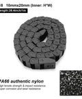 R18 Bridge Type Black Plastic Drag Chain Cable Carrier 10x20mm Inner Size, 1M Length With End Connectors For CNC Machines