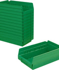 Heavy Duty Plastic Shelf Bins For Garage, Closet, And Drawer Organization, 12 By 6 And A Half By 4 Inches, Green, 12 Pack