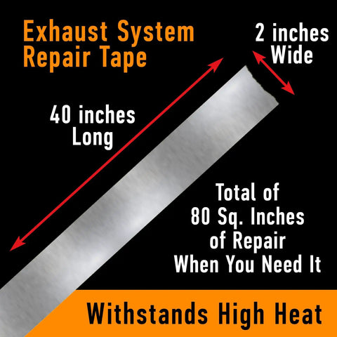 Exhaust Leak Tape Muffler Repair Kit With High Temp Aluminum Bonding Agent Fast Permanent Seal, 40x2 inches