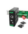 Beefy 48V DIN Rail Power Supply Pumping 120W Regulated Output with adjustable voltage display and 12 port DC distribution kit.