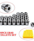 Super Duper 29Pcs ER40 Industrial Precision Spring Collet Set For CNC Milling Lathe Tool in storage boxes.