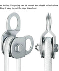 Dope Openable Cable Pulley Snatch Block 32mm Wheel For 6mm Wire Rope 110 Lb Load single bearing open pulley close-up