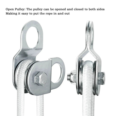 Dope Openable Cable Pulley Snatch Block 32mm Wheel For 6mm Wire Rope 110 Lb Load single bearing open pulley close-up