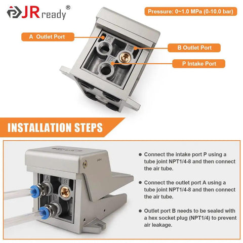 Foot Pedal For Pneumatic Crimping Tools With Protective Shield, Air Powered Foot Switch, 1/4 NPT Quick Response Pedal, Hands Free Control, Compatible With YJQ Series Crimpers, No Electrical Power Needed, side view with air ports