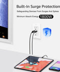 Straight Up Dependable USB C Wall Outlet With Soft Night Light, 20 Pack 24W Fast Charging Socket, Smooth 15A Receptacle For Dorm Life And Home Upgrade, White faceplate with devices charging.