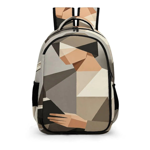 Low Poly Papercraft Reader Portrait Backpack, unisex design with graphic print, front view