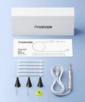Digital Otoscope For iPhone And Android HD Ear Camera With Ear Wax Removal Tools displayed with accessories and manual