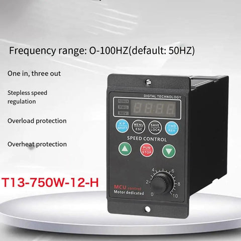 VFD Variable Frequency Drive 750W 220V 1 Phase To 3 Phase Motor Controller With Digital Display For CNC Router Engraver No Fuss RPM Control From 0 To 99Hz Overvoltage And Short Circuit Protection Easy Power Conversion front view