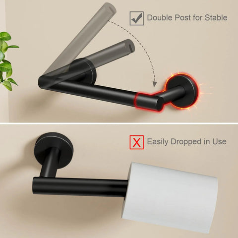 Stainless Steel No-Slip Pivoting Double-Post Toilet Paper Holder Wall Mount Dispenser For Mega Jumbo Rolls in action.