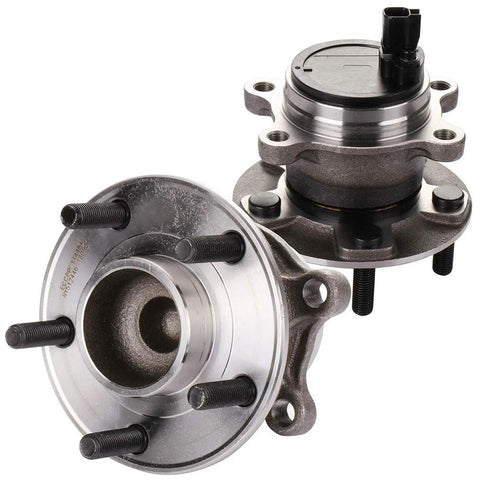Rear Wheel Hub Bearing Assembly For Ford Focus 2012 To 2018 With ABS 5-Lug 2-Piece Replacement, OE Numbers 512466, front and side view