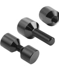 Heavy Duty Aluminum Flange Locating Pin Set Two Hole 1-18 Inch Precision Alignment Knurled Black Pins showing three sizes and textures.