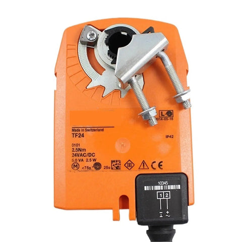 Rock Solid Tf24 S Hvac Ventilation Damper Actuator Boasts Heavy Duty Build With Mechanical Fail Safe Function And Smooth Zero Hassle 24 Volt Ac Dc Motorized Operation For Pro Setup, top view of control mechanism and screws.