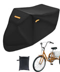 Heavy Duty Tricycle Cover For Adults Weatherproof UV Protection Windproof Snow Resistant Outdoor Shield Black Oxford Cloth Fits 75L X 30W X 44H For 3 Wheel Bikes Mountain Road Cruiser And Some E Bikes, black cover with storage bag