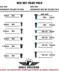 Red Dot Mount Screw Mega Pack with 48 Pcs M3 And M4 Screws for Precision Tools, chart showing screw sizes for Glock G43 G48.